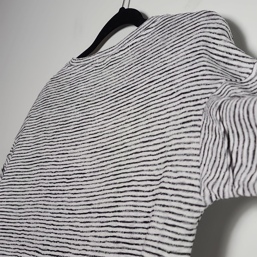BANANA REPUBLIC Black and White Striped Top 3/4 Sleeve Size Petite XSmall - Picture 14 of 16